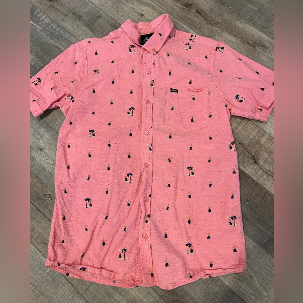 Men’s hula girl rip curl bottom down shirt